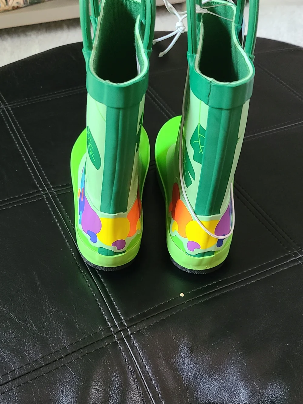 Cat & Jack Bright Green Caterpillar Rain Boots for Kids Size 10